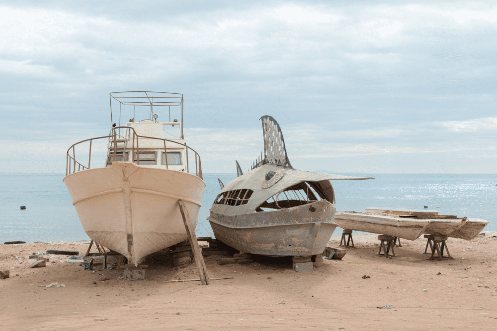 deserted fishing boats