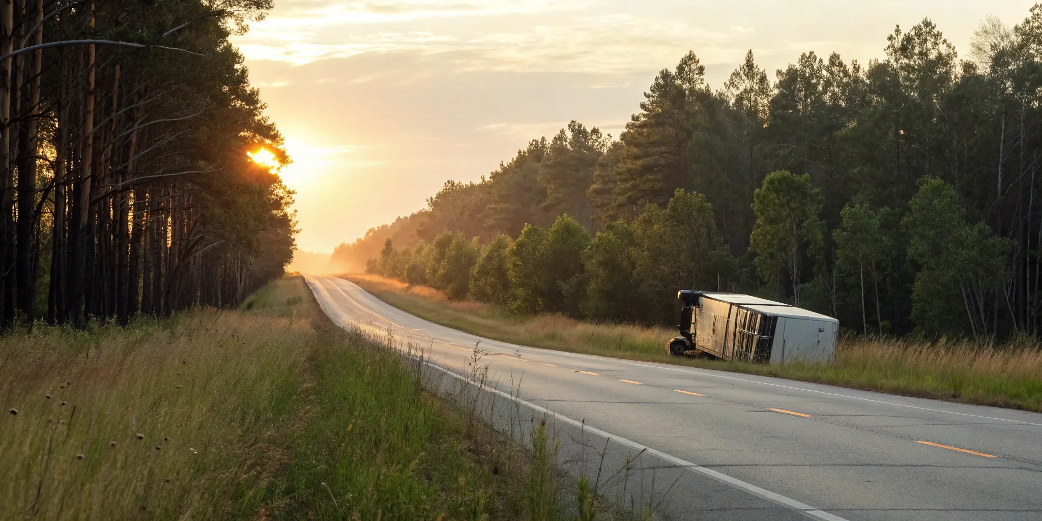 Overturned truck after an accident.