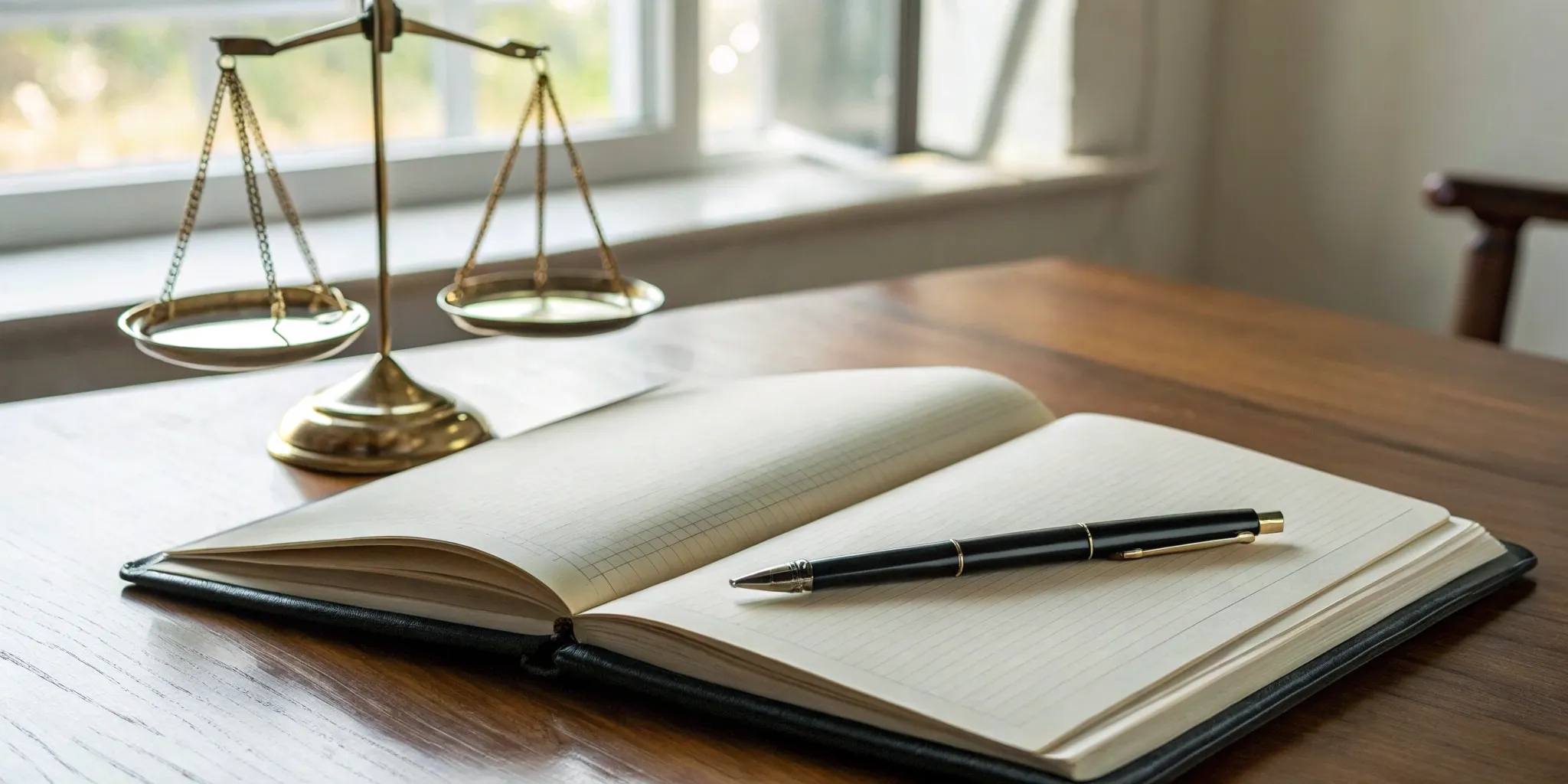 Scales of justice and an open legal notebook on a desk for JPML consolidation.
