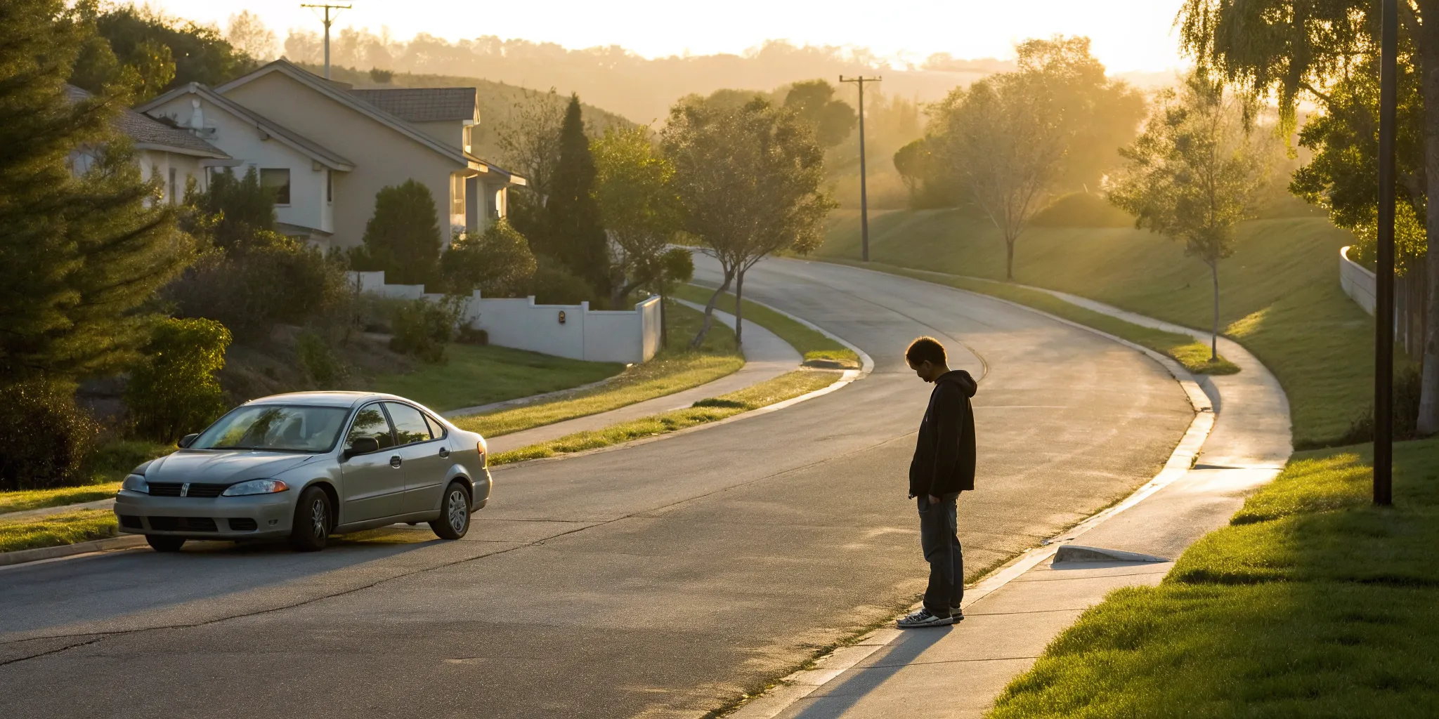 Man standing by his car after a Lyft accident, preparing to file a claim.