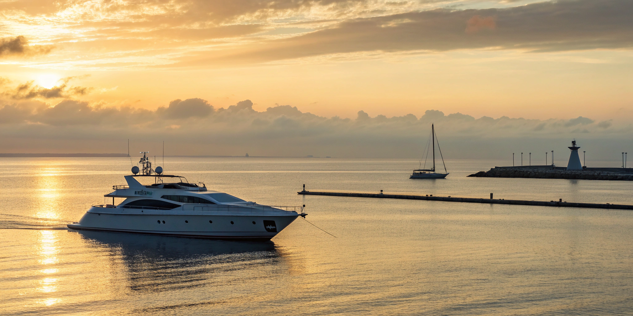 A yacht at sunset, a scene where a yacht accident lawyer is crucial for protecting your rights.