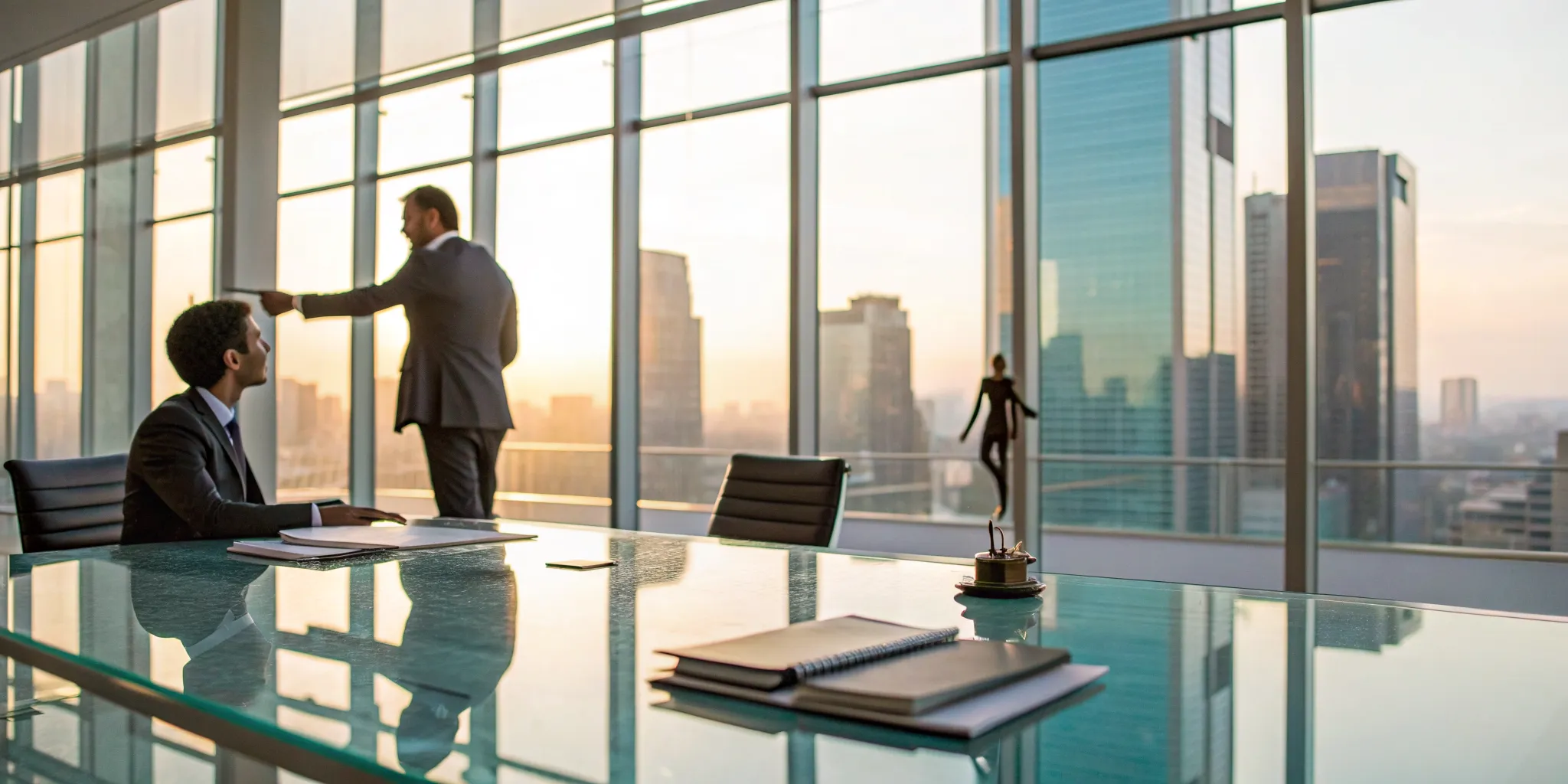 A car wreck lawyer helps a client review the paperwork for an insurance claim.