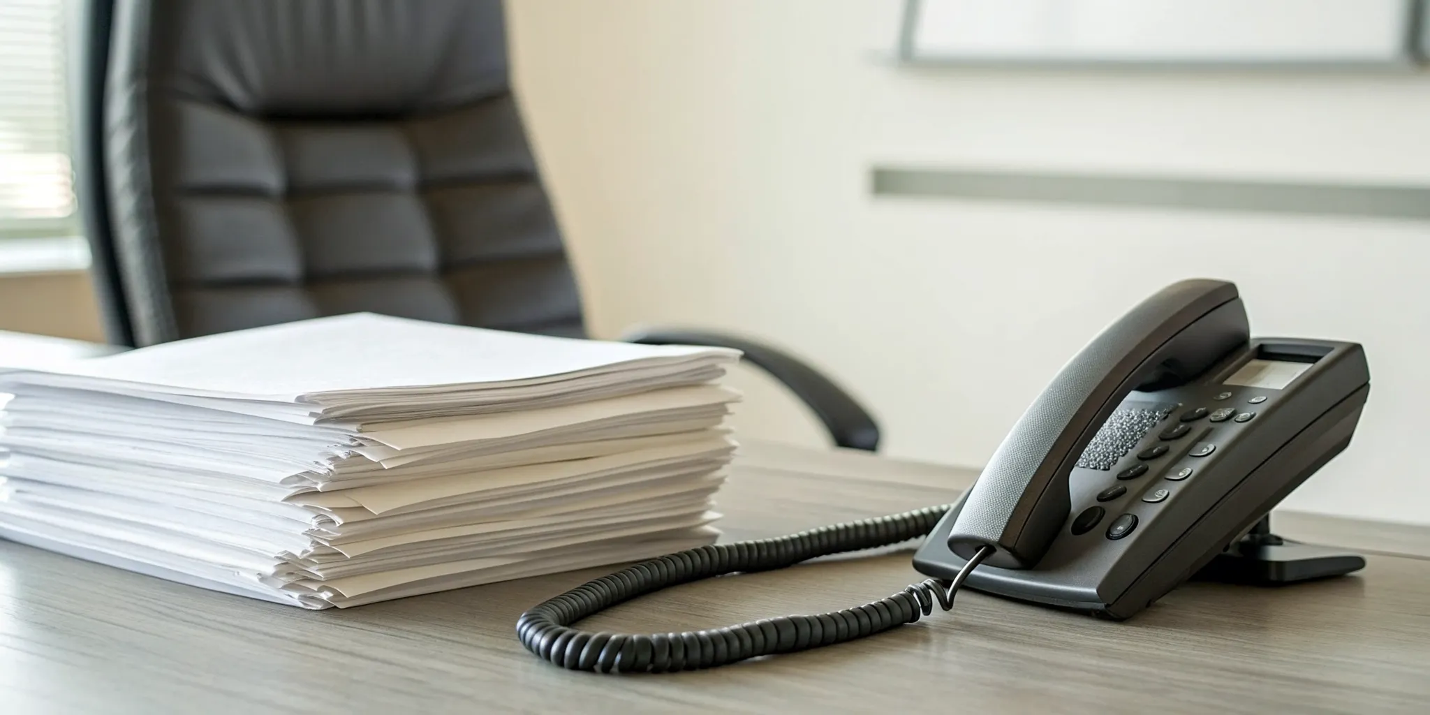 A pharmaceutical injury lawyer's desk with case documents and a telephone.