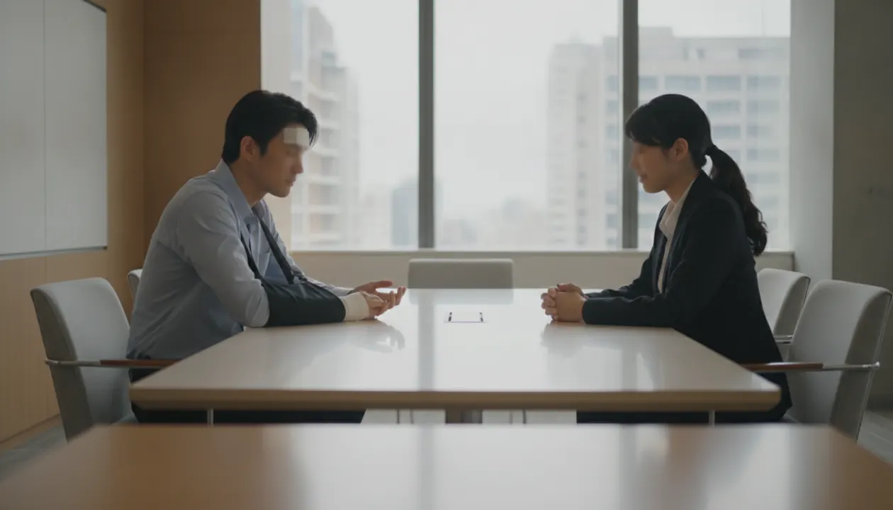 Injured person speaking with a legal professional about an attorney referral